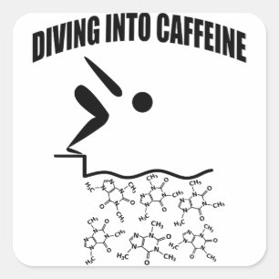 Diving till koffein fyrkantigt klistermärke