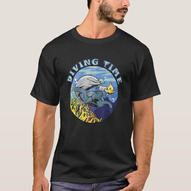 Diving time snorkeling diving underwater world t shirt (Framsida)