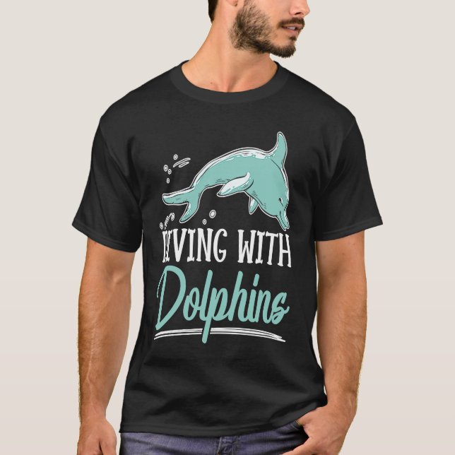 Diving With Dolphins Marine Biology Underwater Ani T Shirt (Framsida)
