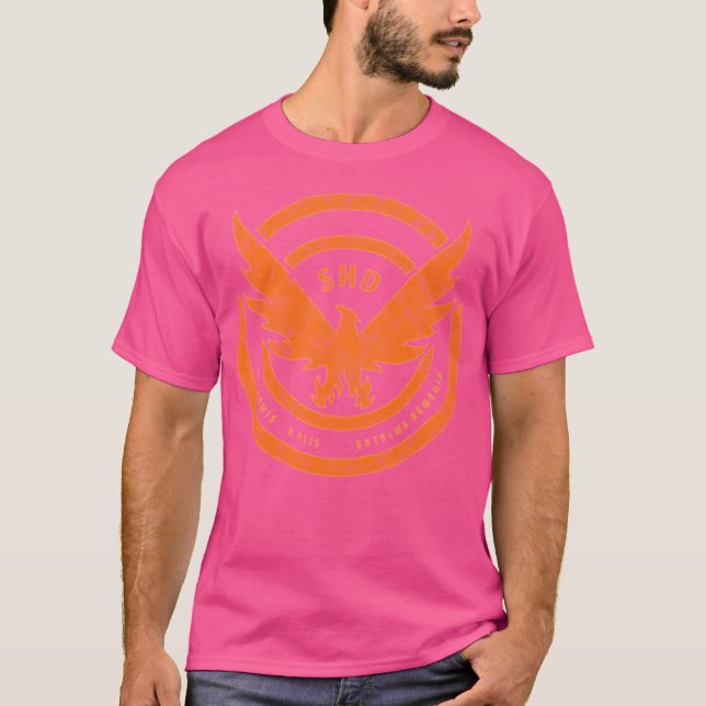 Division Shd Logotyp Distress-Orangen T Shirt (Framsida)