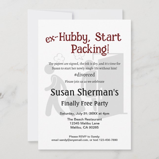 Divorce Party Firande Ex Hubby-påfyllnad Inbjudningar (Framsida)