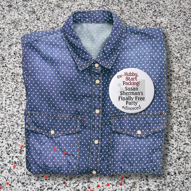 Divorce Party Firande Ex Hubby-påfyllnad Knapp (Divorce Party finally free "ex-Hubby, Start Packing!" button is a great party favor!)