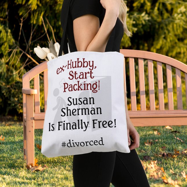 Divorce Party Firande Ex Hubby-påfyllnad Tygkasse (Celebrate her Divorce with a custom "ex-Hubby, Start Packing!" tote bag and themed party!)