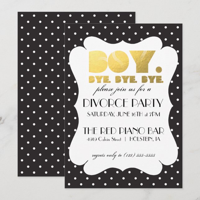 Divorce Party-inbjudan - Boy Adjö Inbjudningar (Fram/baksida)
