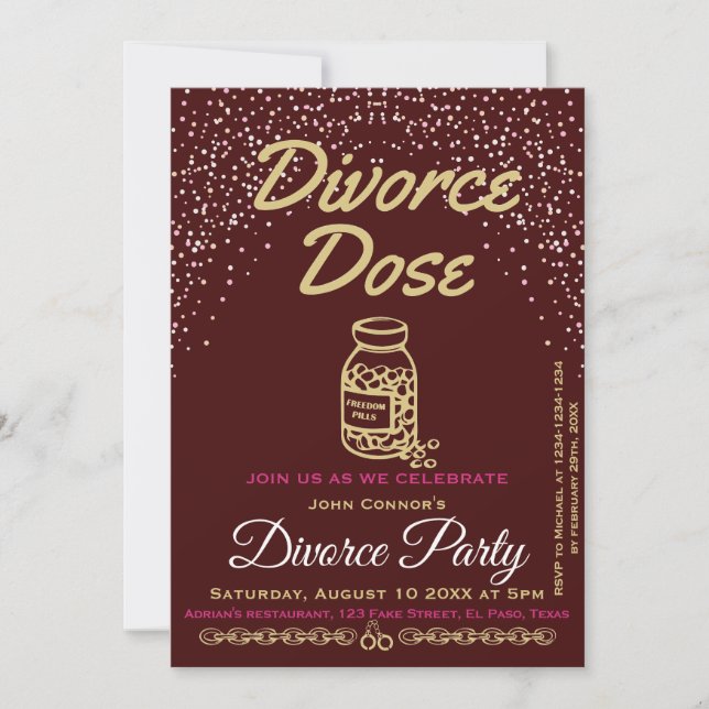 Divorce party inbjudan: Divorce dos, Humoral. Inbjudningar (Framsida)