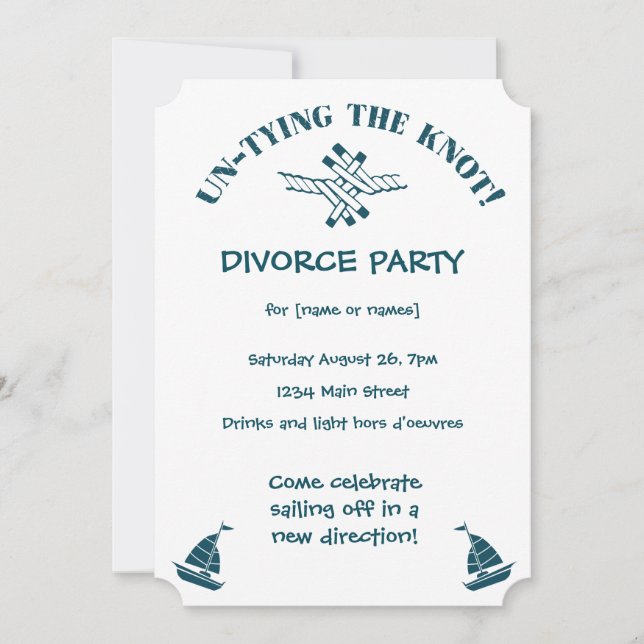 Divorce Party lustig Ånga Knot-inbjudan Inbjudningar (Framsida)