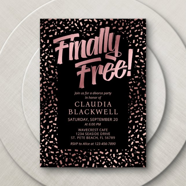 Divorce Party Ro Guld Confetti Inbjudningar (Skapare uppladdad)