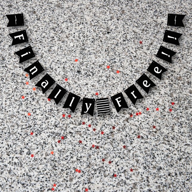 Divorce Party Slutligen Free Firande Black White Vimplar (Divorce Party Finally Free! flags, part of the ex-Hubby Start Packing divorce themed divorce party.)