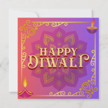 Diwali Card Colorful Rosa & Lila Mandala