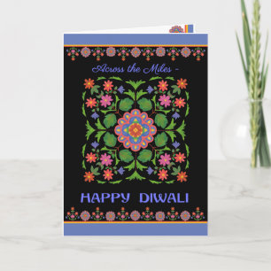 Diwali Card tvärs över Miles Rangoli Mönster Black Kort