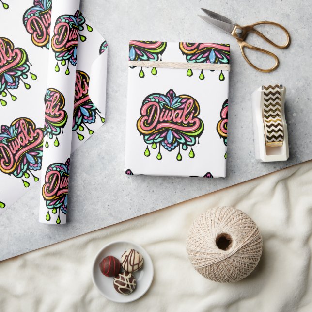 Diwali Colorful Hearts Presentpapper (Hantverk)