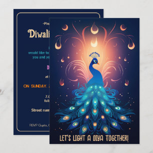 Diwali Delight med blå Peacock 🦚 Inbjudningar