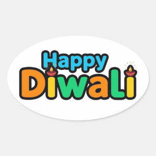 Diwali – Den färgrika ljus- och glädjefesten Ovalt Klistermärke