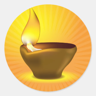 Diwali Diya - olje- lampa för dipawalifirande Runt Klistermärke