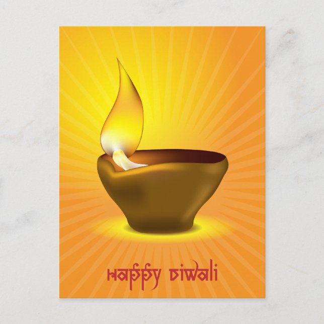 Diwali Diya - Oljelampa för dipawali firande Vykort (Framsida)