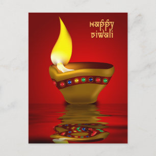 Diwali Diya - Oljelampillustration Vykort