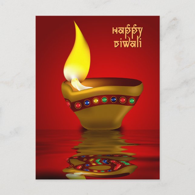 Diwali Diya - Oljelampillustration Vykort (Framsida)