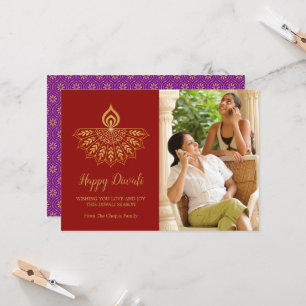 Diwali Diya Photo Greeting Card - Anpassningsbar F Kort