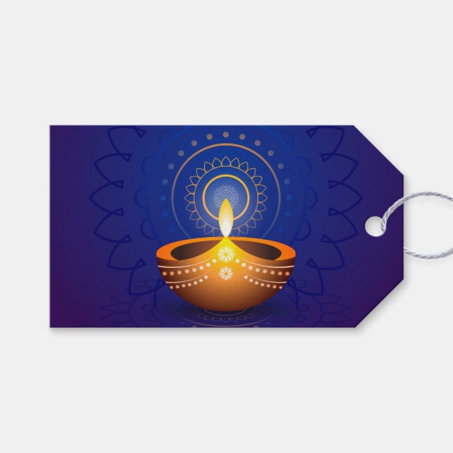 Diwali Diya Presentetikett (Framsidan (Horisontell))