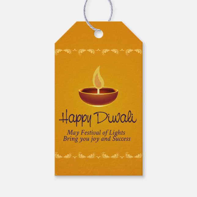 Diwali Diya Presentetikett (Framsidan)