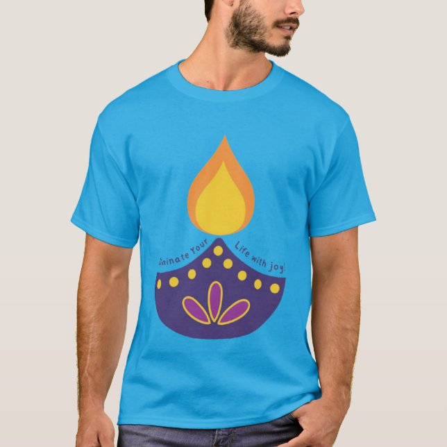 Diwali Diya T-Shirt - Firar festivalen i Li (Framsida)