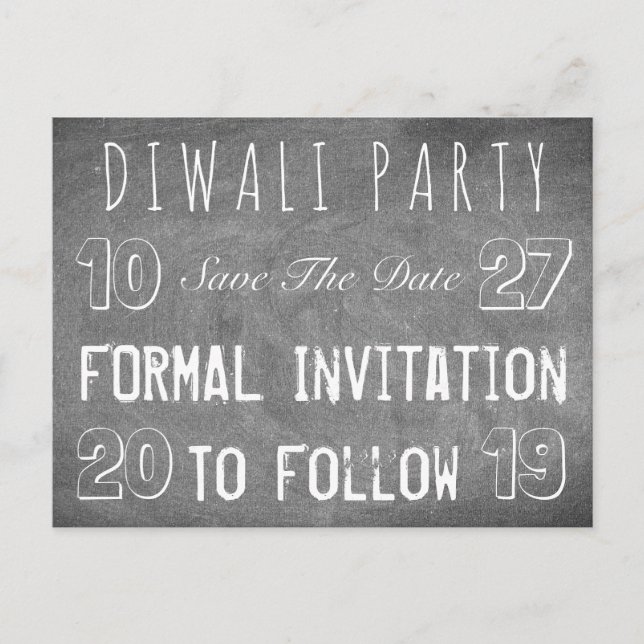 Diwali-fest Save The Date-krita tavla Meddelande Vykort (Framsida)