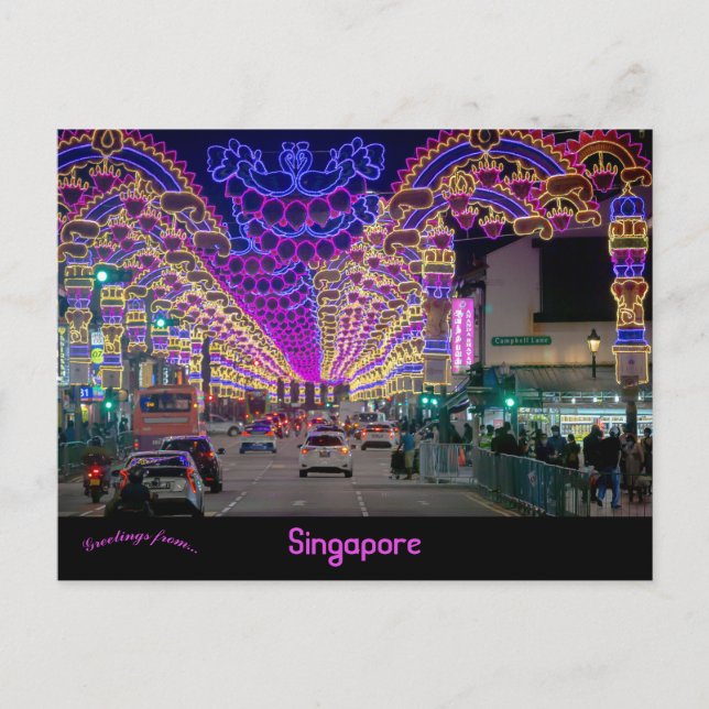 Diwali Festival Little India Singapore Vykort (Framsida)
