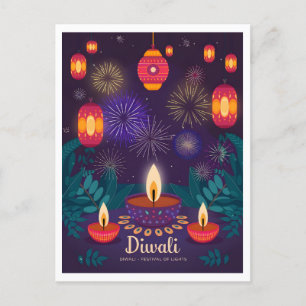 Diwali-festivalen i Ljus Vintage Vykort