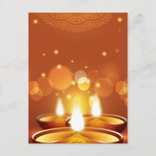 Diwali firande golden Candles Inbjudan Vykort