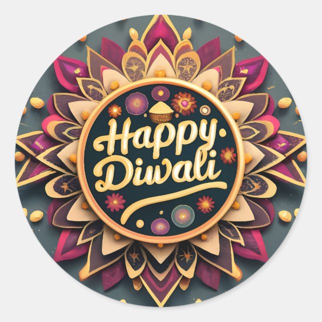 Diwali firande runt klistermärke (Framsida)