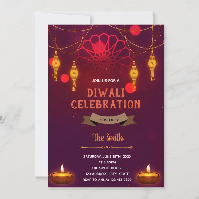 Diwali firande temainbjudan inbjudningar (Framsida)