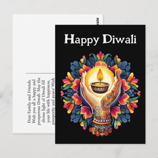 Diwali firande vykort (Fram/baksida)