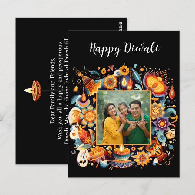 Diwali firande vykort (Fram/baksida)