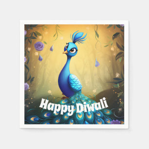 🦚 Diwali : Förändrat vykort för peacock Pappersservett