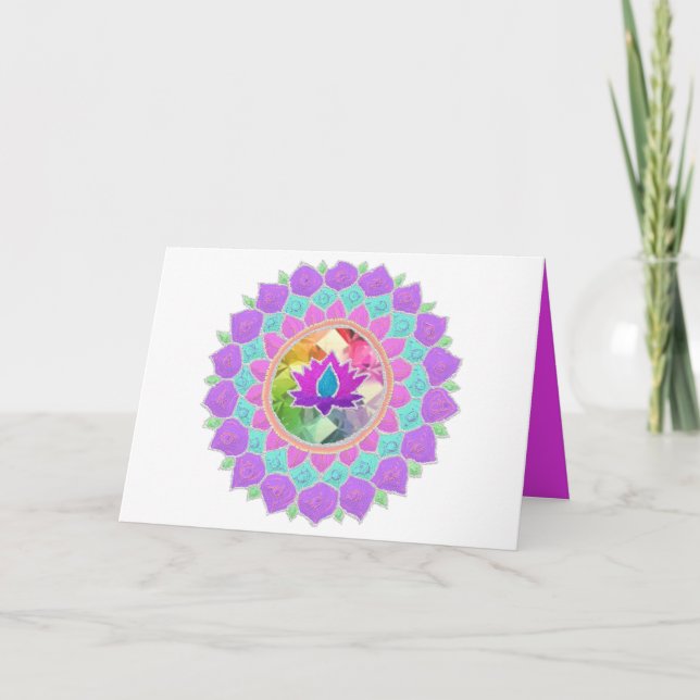 Diwali glitter lotus rangoli helgkort (Framsida)