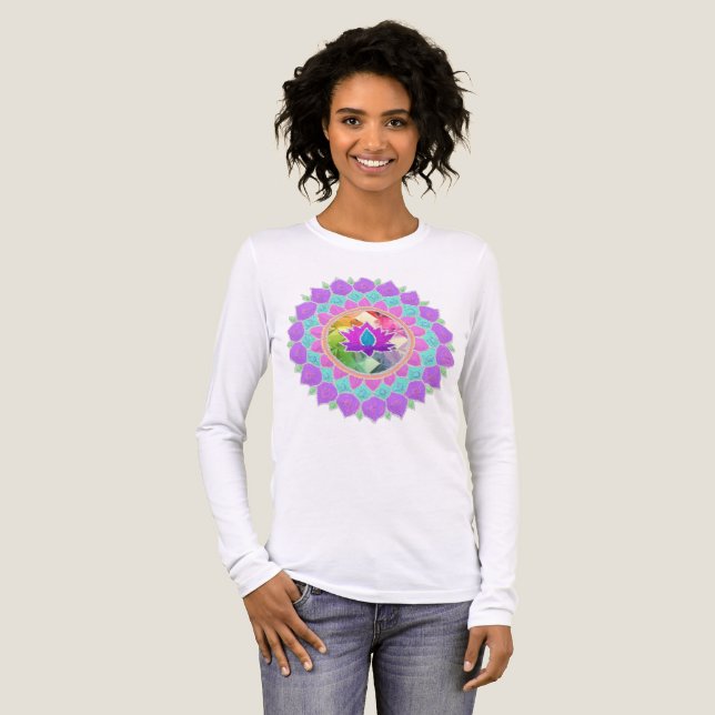 Diwali glitterlotus rangoli t shirt (Hel framsida)