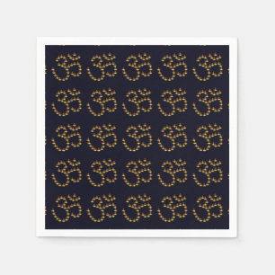 Diwali Guld Deepa in Om Symbol Mörk blått Pappersservett