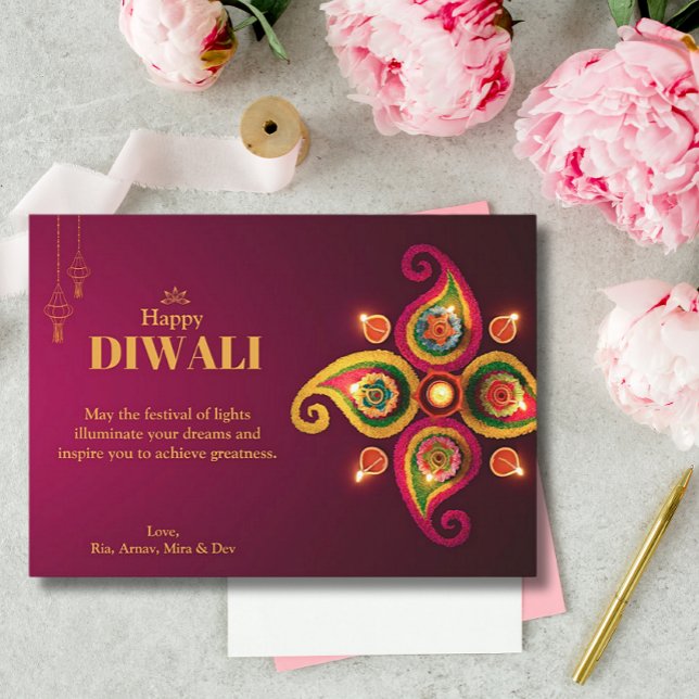 Diwali Gult Mandala Lamp Hälsning Julkort (Skapare uppladdad)