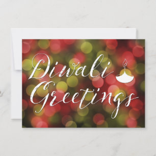 diwali hälsning bokeh ljus kort