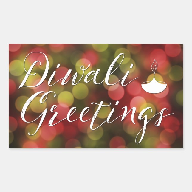 diwali hälsning bokeh ljus rektangulärt klistermärke (Framsida)