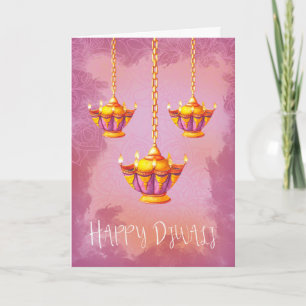 Diwali hälsning med vattenfärgljus kort
