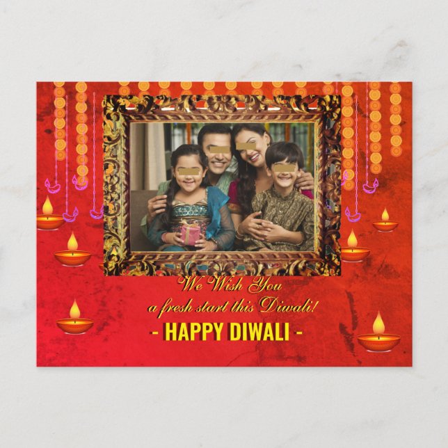 Diwali hälsning traditionellt fotokort vykort (Framsida)