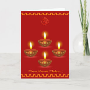 Diwali hälsningar med dekorativa glödande lampor kort
