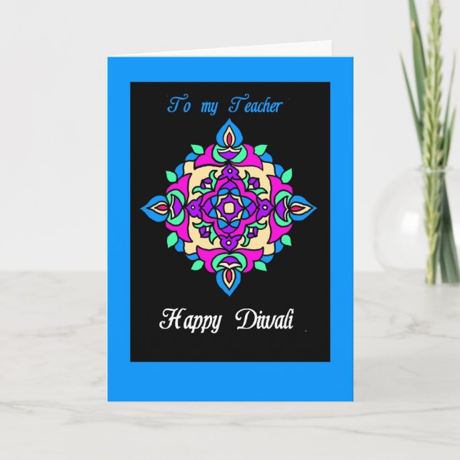 Diwali hälsningkort för en lärare kort (Framsida)
