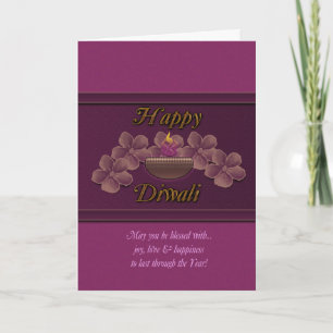 Diwali hälsningkort med den purpurfärgade lampan kort