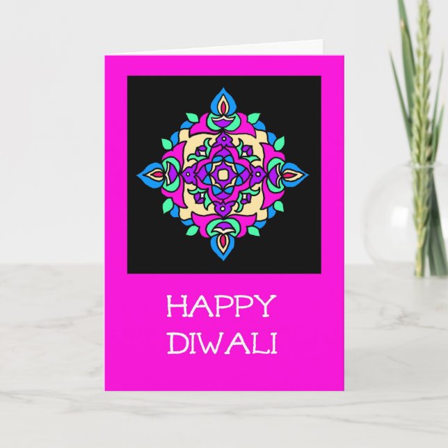Diwali hälsningkort med det Rangoli mönster Kort (Framsida)
