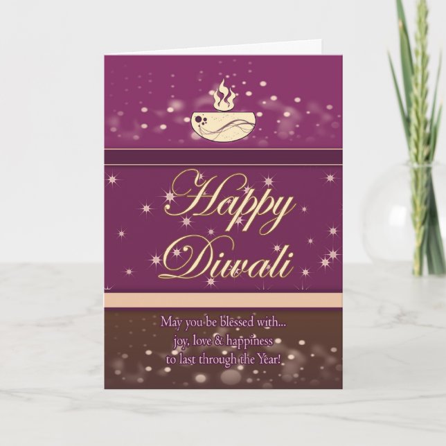Diwali hälsningkort med lampan - lyckliga Diwali Kort (Framsida)