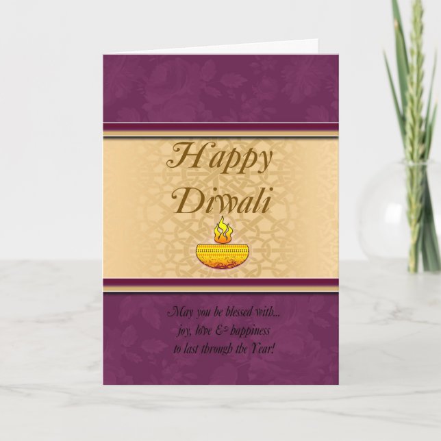 Diwali-hälsningskort med lampa kort (Framsida)