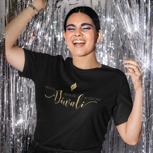 Diwali Health wealth wisdom golden design T Shirt (Skapare uppladdad)