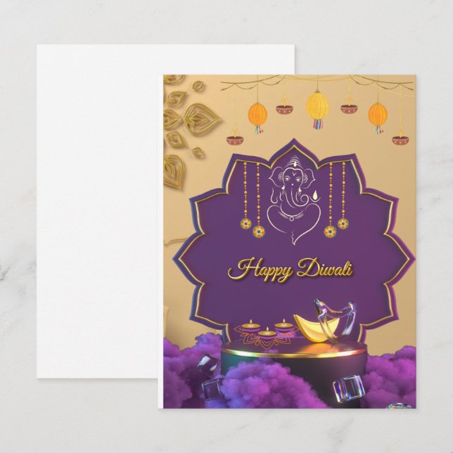Diwali-inbjudan (Fram/baksida)